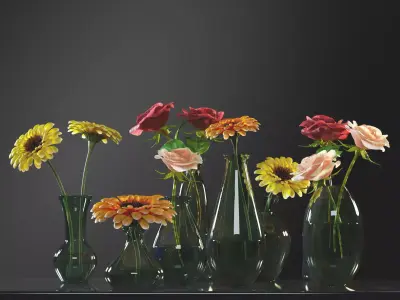 small flowered vase 3D model