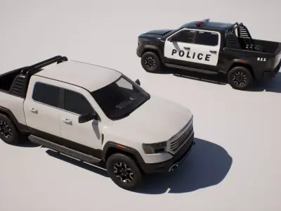 Pickup Truck 1 - Dodge Ram - Game Ready Vehicle Low-poly 3D model