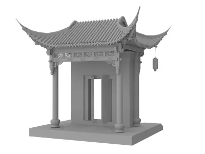 Chinese architecture Low-poly 3D model order