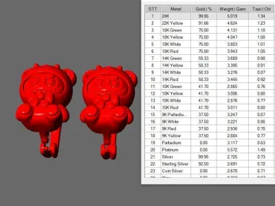 LABUBU EARRINGS CUTE BT001 3D print model
