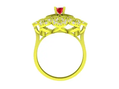 A6064 Luxury Korean Style Flower Diamond Women Ring 3D print model