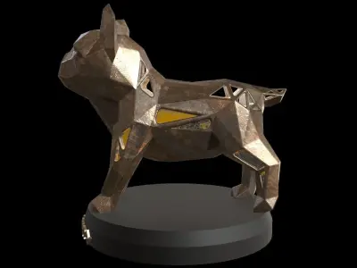 Steampunk Bulldog Puppy Low-poly 3D model
