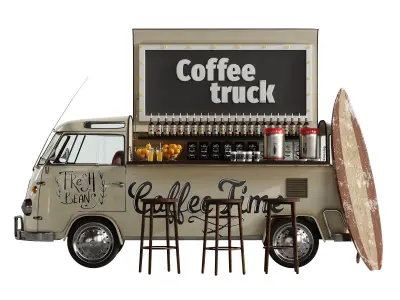 Coffee truck set 1 3D model