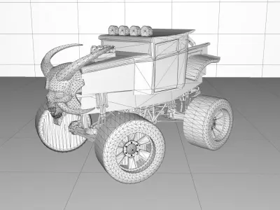 Skull Monster Truck Low-poly 3D model