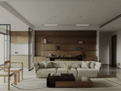 Modern living room dining room interior scenes 391 3D model