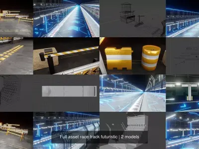 Full asset race track futuristic 3D Model Pack