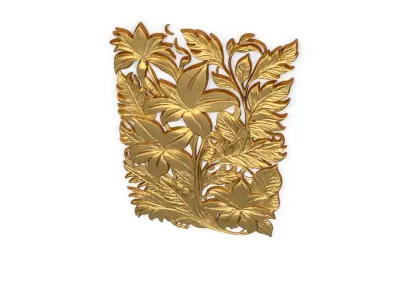 mural classic flowers decor ornament 13  3D model