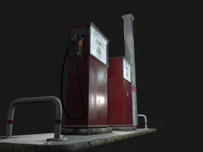 classic gas pump station Low-poly 3D model