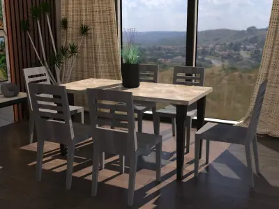 Modern Dining Table Set Free low-poly 3D model