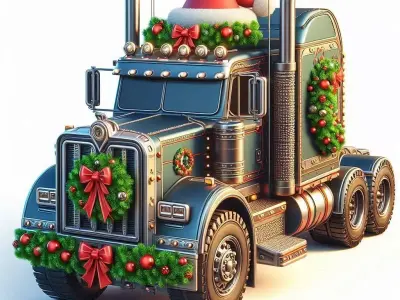 3D Holiday Truck Winter Christmas Scene 3D print model by qamqaam