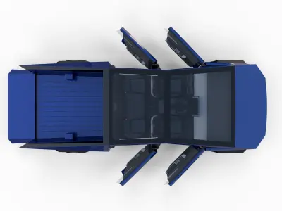 Tesla Cybertruck with chassis and interior Blue 3D model