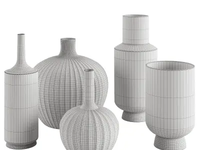 Decorative ceramic vases set 3D model