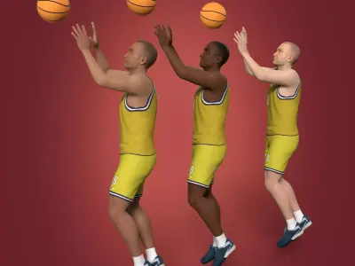 Basketball Player -- 3 Skin Textures Low-poly 3D model