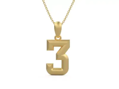 Model 1154 Number 3 Necklace Curved 3D print model