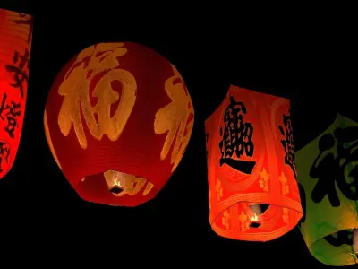Chinese red sky lantern  3D model get