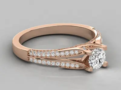Modern Pave Split Shank  Enagement Ring 3D print model