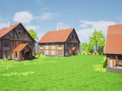 Stylized Modular House  Low-poly 3D model