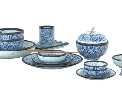 Decorative Tableware Set 1 Low-poly 3D model