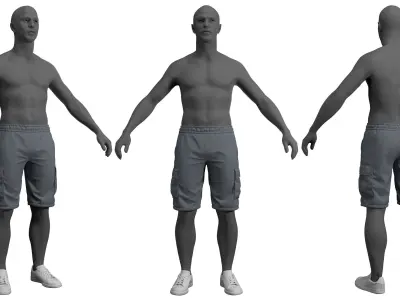 Male Sport Shorts - Marvelous Designer 3D model