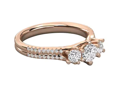 Luxury Three Stone Diamond Ring CAD Design STL 3DM 3D print model