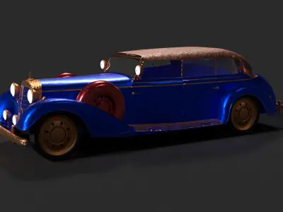 Chinese blue vintage car 3D model