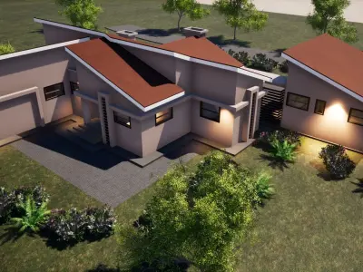 Three Bedroom Low-poly 3D model