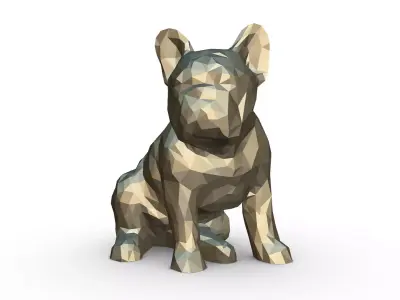 bulldog low poly french 3D print model