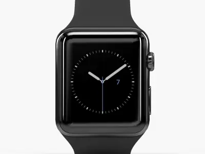 Apple Watch Space Black Stainless Steell Case Black Sport Band 3D model