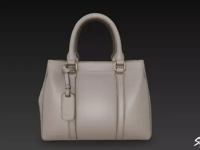Gray Brown Structured Tote Bag Low-poly 3D model