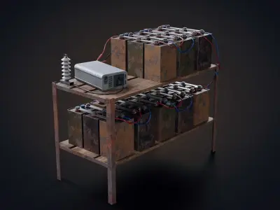 Handmade battery bank Low-poly 3D model