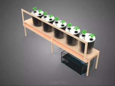 HYDROPONIC GROWTH PLANT FARMING BUCKET DUTCH BATO SYSTEM GARDEN 3D model