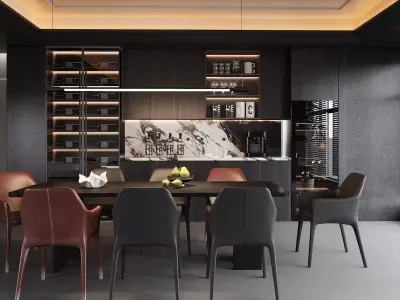 Modern Luxury Dining Area 3D model