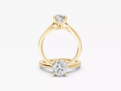 ZABS004A Solitaire engagement ring round diamond 3D print model