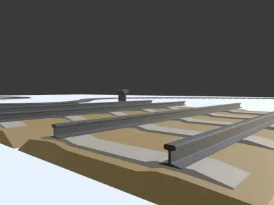 Rail line sample Low-poly 3D model