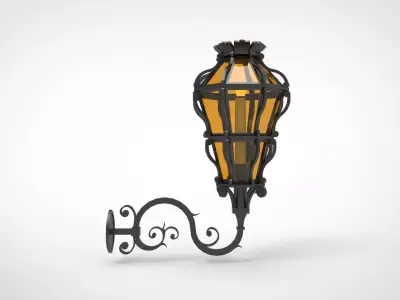 lantern X wrought iron wall lamp 3D model