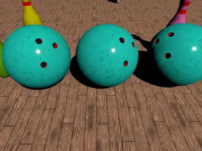 Bowling Ball And Pins Set Low-poly 3D model