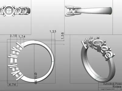 Anello Riviera -  Diamonds ring 3D print model