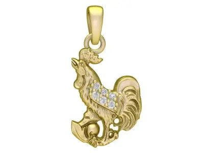 Luxury Rooster Pendant with Gemstone Accents 3019 3D print model