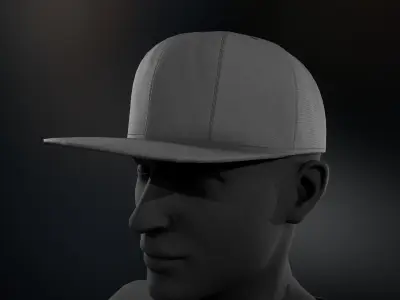 Gray Snapback Cap Low-poly 3D model