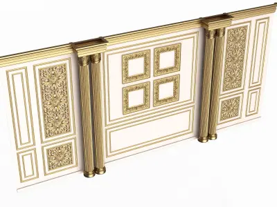 Boiserie Classic Wall with Mouldings 014 White Low-poly 3D model