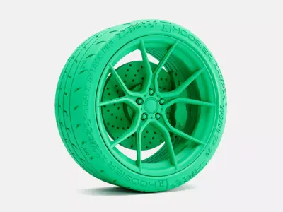 20x10 Stance SF07 Wheel Hoosier Track Attack Pro Tire 3D print model