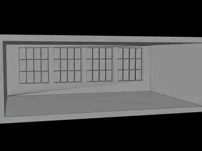 Empty room with big windows Low-poly 3D model