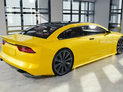 BLENDER EEVEE Brandless Mid Size 2 door sedan Low-poly 3D model