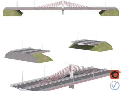 Bridge span suspension structure construction kit 3D model