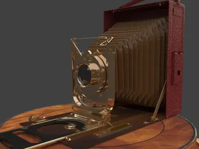 Chinese display stand with old camera 3D model