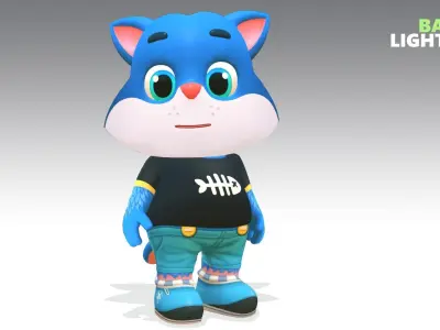 Cat Kitten Animated Rigged Low-poly 3D model