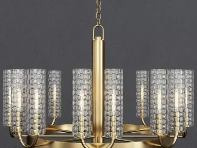 Wentworth brass chandelier with clear glass shades 3D model