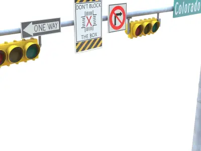 Street Light with Traffic 08 Low-poly 3D model