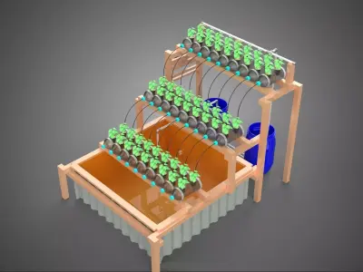 IOT CONTROL HYDROPONIC PLANT PLASTIC WATER BOTTLE CONTAINER POND 3D model