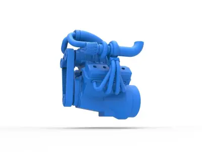 Twin turbo supercharged V8 Engine Version 3 Scale 1 to 25 3D print model